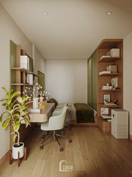 Phòng ngủ phụ đa năng  tại thiết kế chung cư 2 ngủ The Charm
